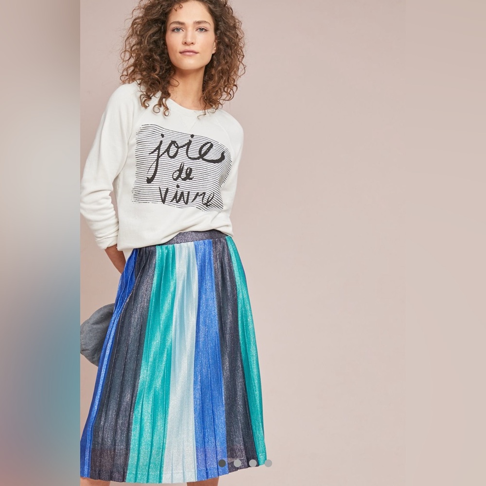 Maeve By Anthropologie Sunburst Pleated Midi Skirt